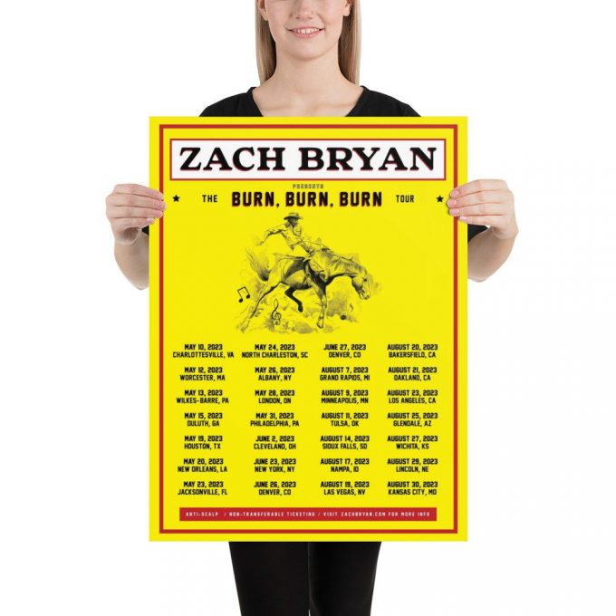 Zach Bryan Burn, Burn, Burn Tour Poster For Home Decor Gift Poster For Home Decor Gift 2023 2