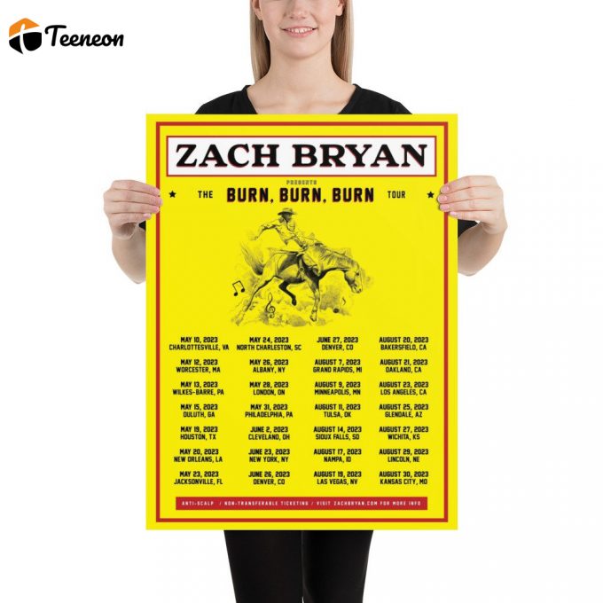 Zach Bryan Burn, Burn, Burn Tour Poster For Home Decor Gift Poster For Home Decor Gift 2023 1