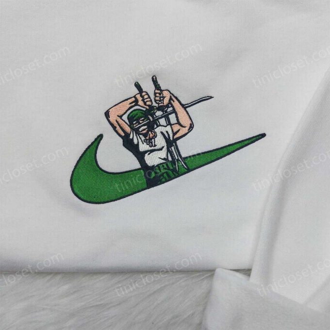 Zoro One Piece Nike Swoosh Shirt &Amp; Sweatshirt: Anime Embroidered Hoodie Collection 2