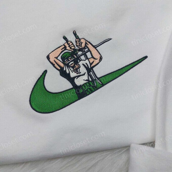 Zoro One Piece Nike Swoosh Shirt &Amp; Sweatshirt: Anime Embroidered Hoodie Collection 3