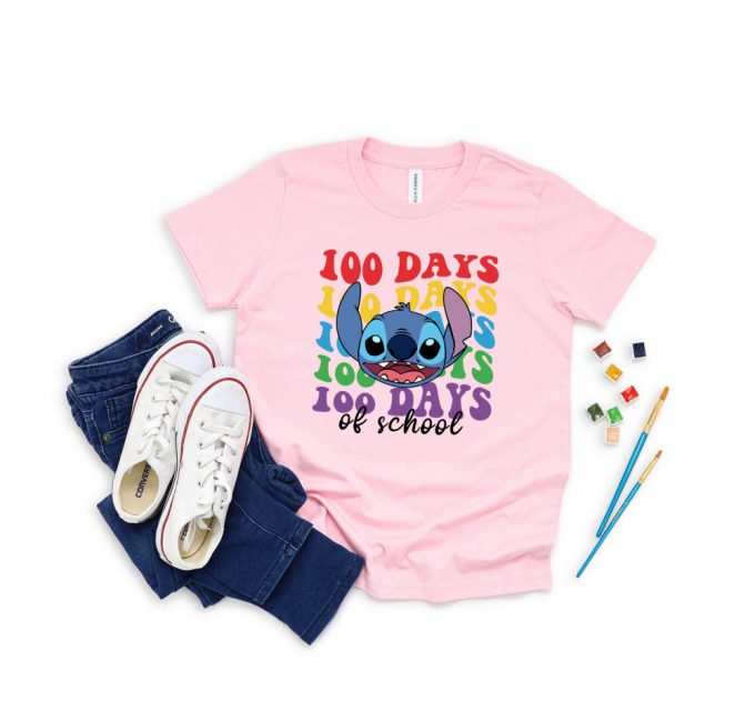 100 Days Of School Shirt Disneyworld Stitch Tee - Perfect Kids School Outfit Disney Teacher Gift &Amp; Student Shirt 2