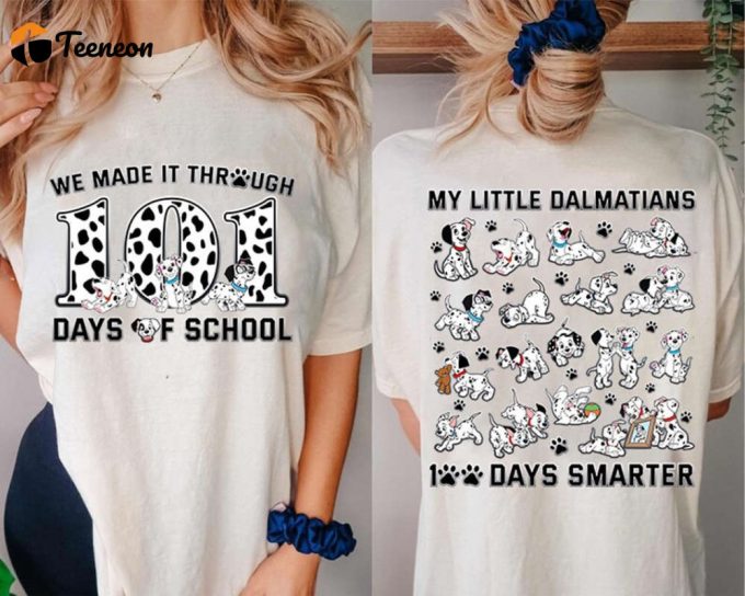 101 Days Of School Shirt: Celebrate 101 Days Smarter With Dalmatian Dog Print Perfect Back To School Gift For Teachers 1