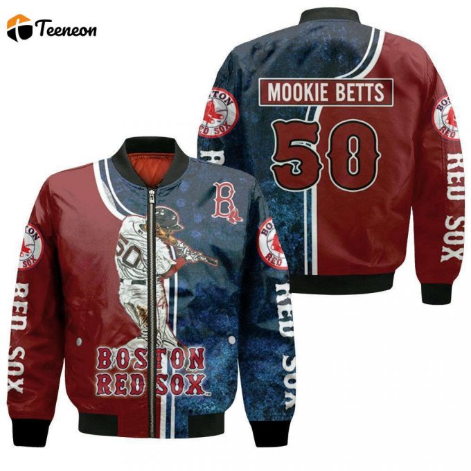 50 Mookie Betts Boston Red Sox Bomber Jacket - Gift For Men Women 1