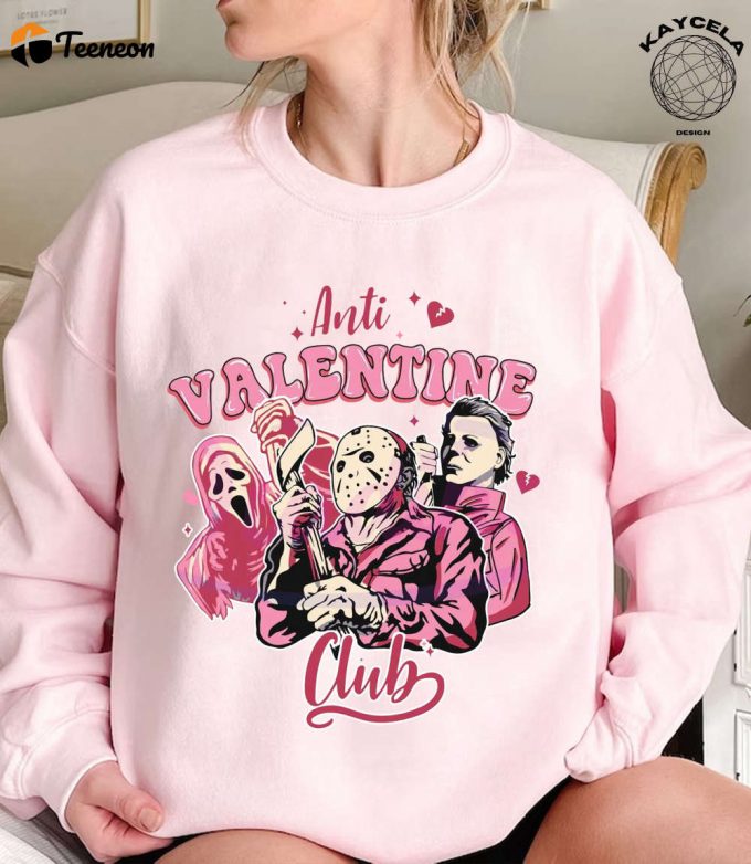 Spook Your Valentine With Anti-Valentine Club Ghostface Shirt! Unique Horror Valentine Day Shirt And Creepy Valentine Sweater Perfect Horror Fan Gift Get Your Spooky Valentine Shirt Now! 1