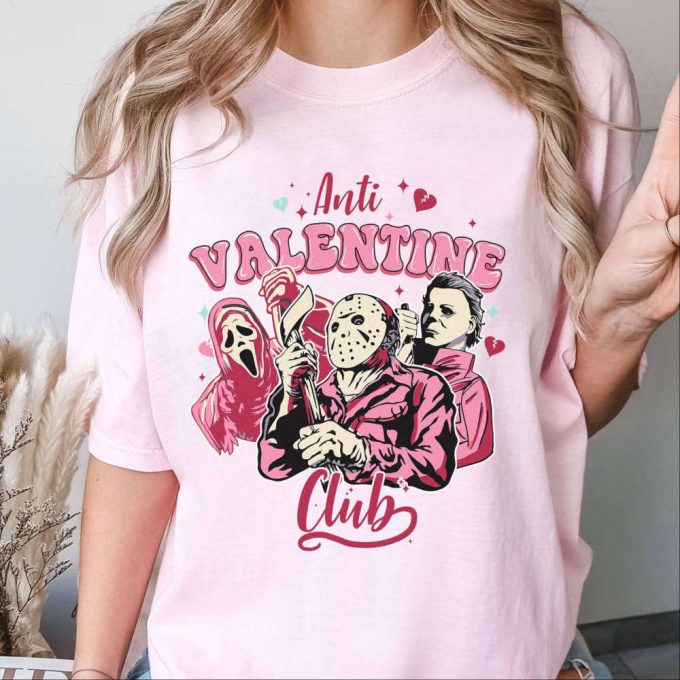 Anti-Valentine Club Horror Movie Character Shirt: Michael Myers &Amp; Jason Voorhees Tee 2