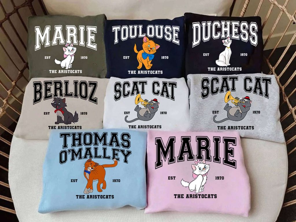 Unique Aristocats Shirt: Marie Duchess Thomas O Malley Berlioz Toulouse Sweatshirt Family Matching Shirts 2