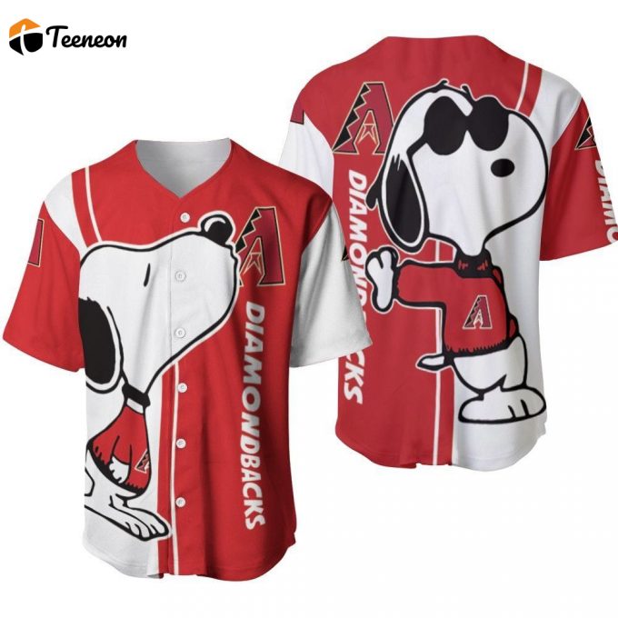 Arizona Diamondbacks Snoopy Lover Printed Baseball Jersey - Gift For Women Men 1