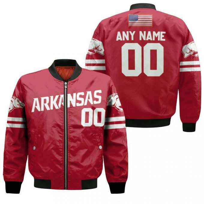 Arkansas Razorbacks Razorbacks College Red Baseball Designed Allover Cutstom Gift For Arkansas Fans Bomber Jacket - Gift For Men Women 2