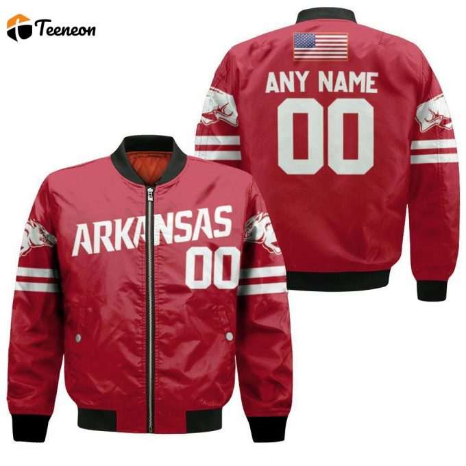 Arkansas Razorbacks Razorbacks College Red Baseball Designed Allover Cutstom Gift For Arkansas Fans Bomber Jacket - Gift For Men Women 1