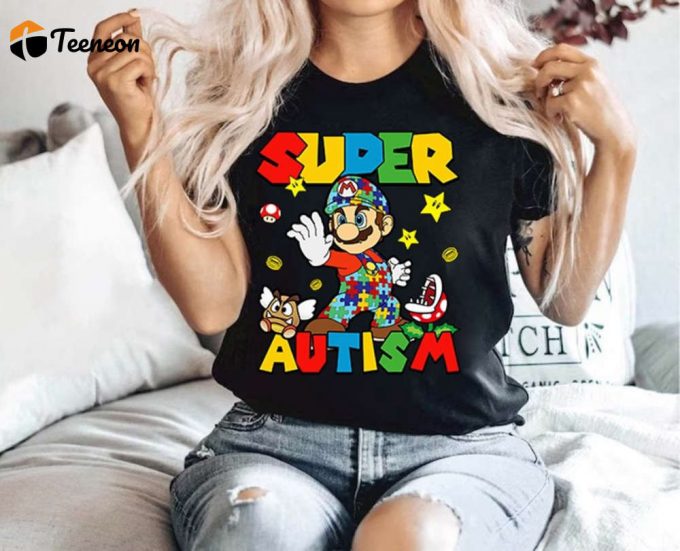 Autism Awareness Super Mario Shirt Mario Bros Autism Day Tshirt Neurodivergent Adhd Tee 1