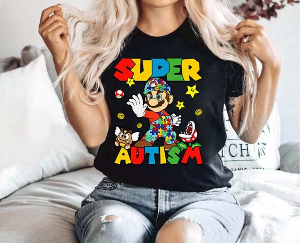 Autism Awareness Super Mario Shirt - Engaging Neurodivergent Adhd Tee 2