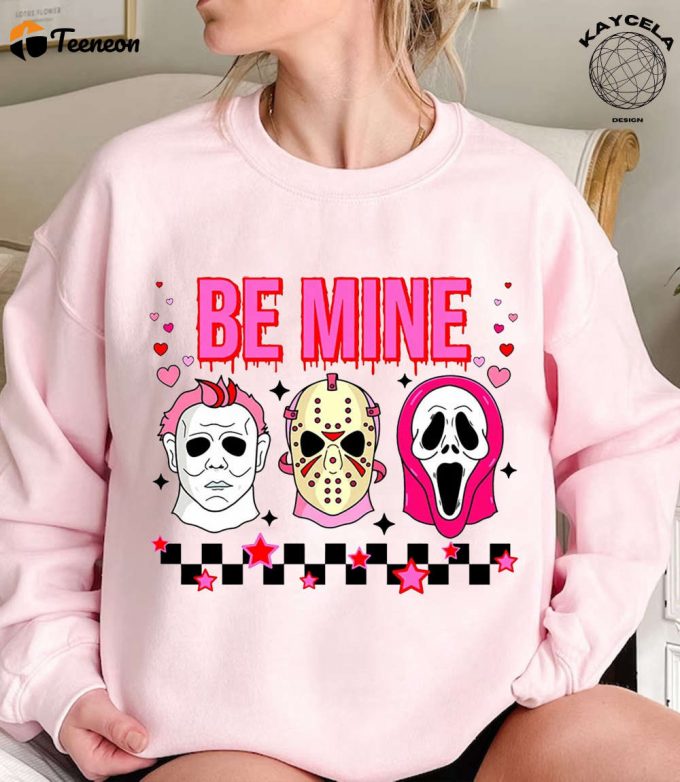 Spooky Valentine S Day Shirt: Be Mine Ghostface &Amp;Amp; Horror Characters - Perfect Matching Gift For Her! Funny Valentines Tee 1