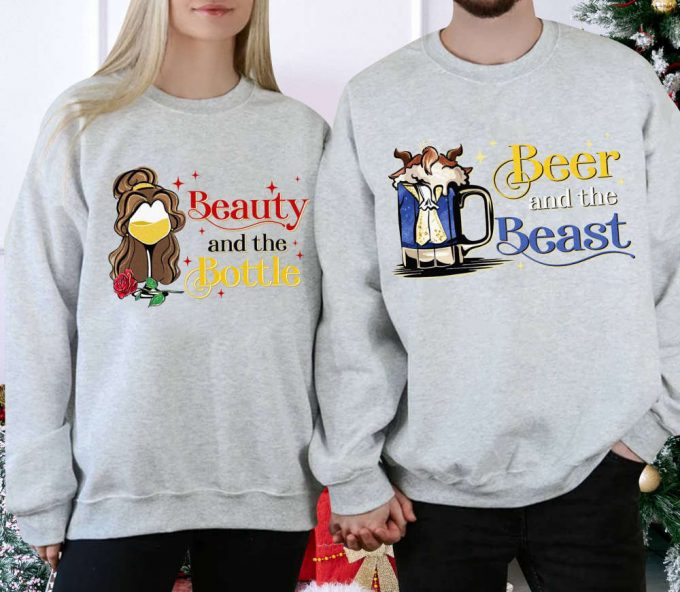 Beauty And Beast Couple Matching Shirt: Perfect Couple Valentine S Gift With Beer And Wine At Epcot 2