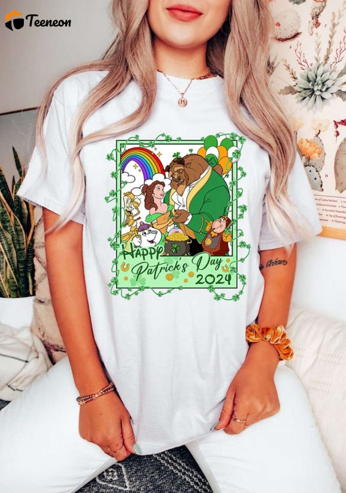 St Patrick S Day Beauty And The Beast T-Shirt Happy Belle Princess Disneyland Tee 1