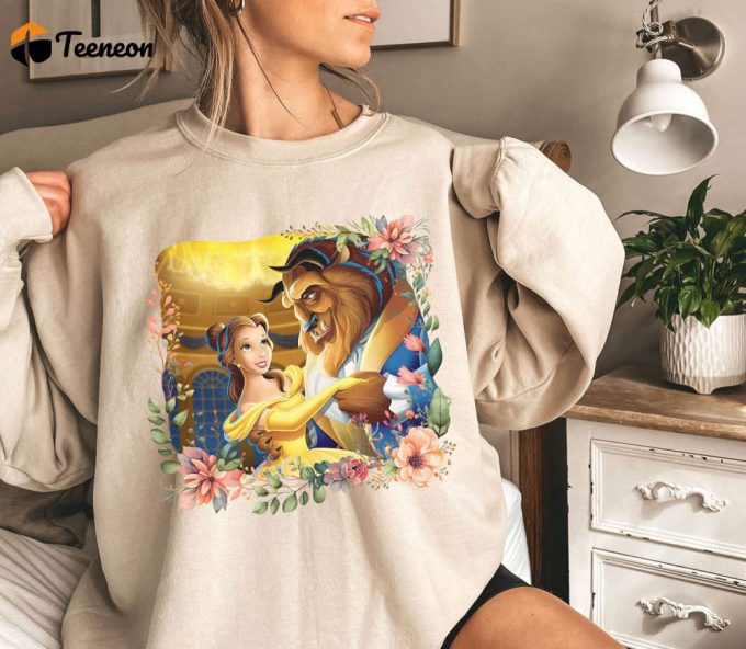 Belle And Beast Valentine Shirt Sweatshirt Hoodie Disneyland Couple Apparel 2024 1