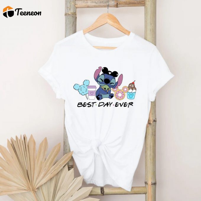 Magical Disney Family Shirts: Best Day Ever Stitch &Amp;Amp; Baby Yoda Snacks Disneyland &Amp;Amp; Disneyworld Kids &Amp;Amp; Ears 1