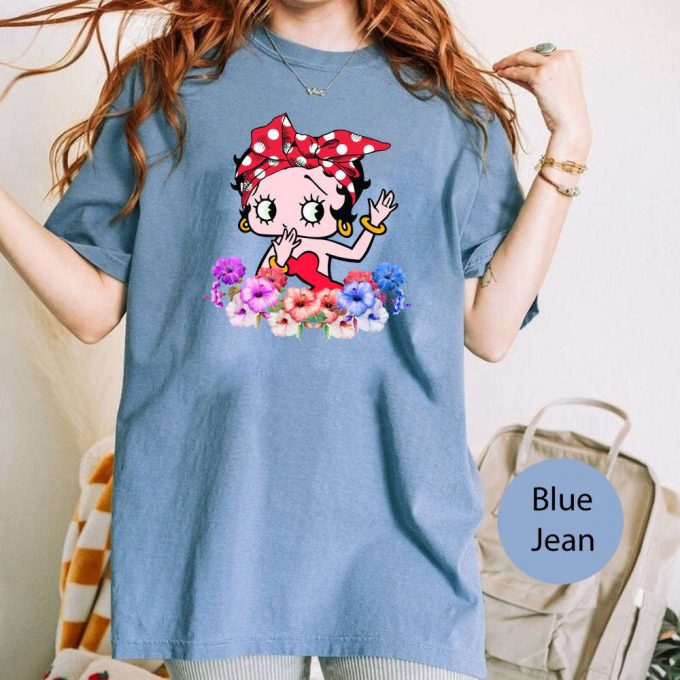 Betty Boop Flower Comfort Colors T-Shirt - Animation Cartoon Shirt For Women 2