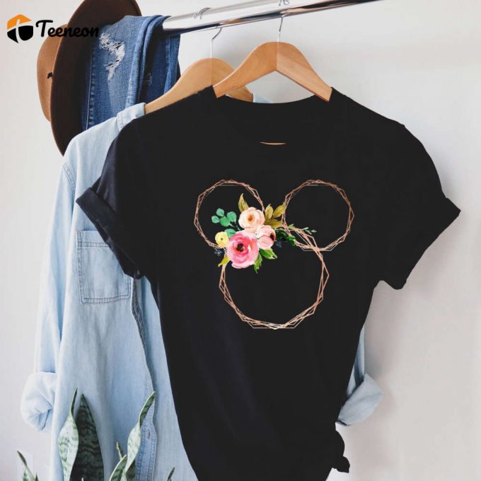 Boho Disney Mickey Ears Shirt: Floral Disneyland Women S Tee For Summer Magic Land Trip 1