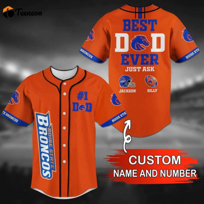 Boise State Broncos Personalized Baseball Jersey Gift For Men Dad 1