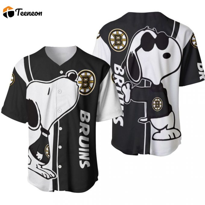 Boston Bruins Snoopy Lover Printed Baseball Jersey - Gift For Women Men 1