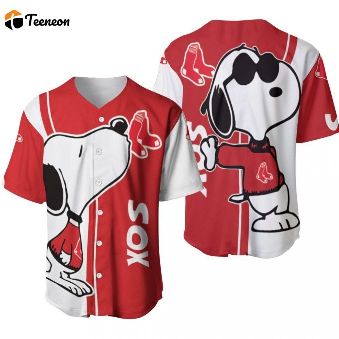 Boston Red Sox Snoopy Lover Printed Baseball Jersey - Gift For Women Men 1