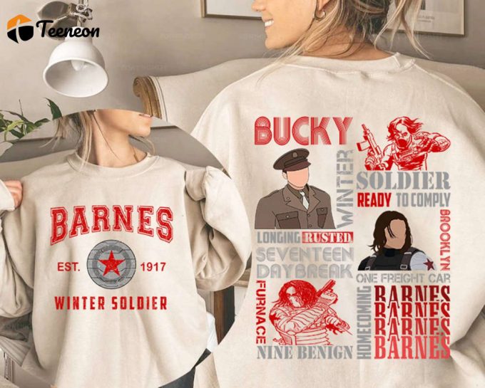 Bucky Barnes Double Sides T-Shirt Barnes 1917 &Amp;Amp; Avengers Sweatshirt Winter Soldier &Amp;Amp; Rogers 1918 Shirt 1