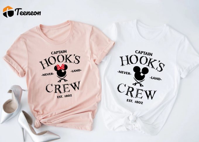 Captain Hooks T-Shirt: Pirate Crew Est 1802 Logo Shirt Disney Family Matching Never Land Crew Disney Cruise 1