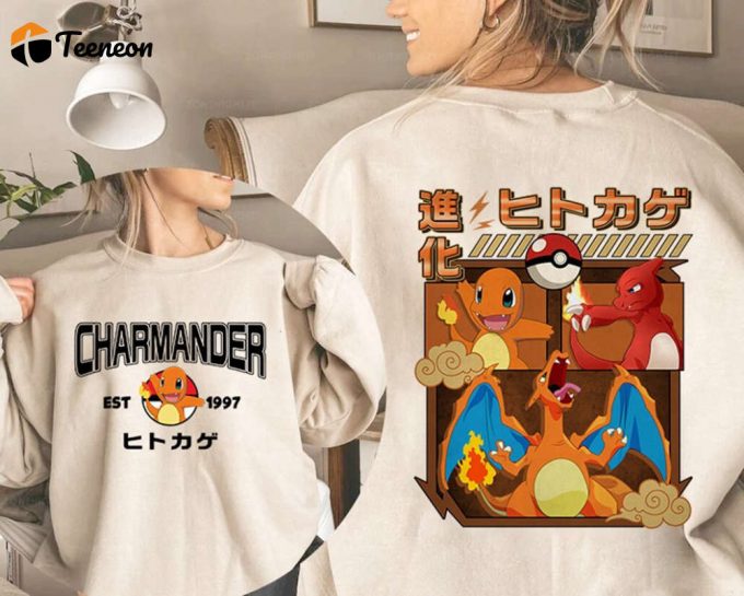 Pokemon Shirt Collection Charmander Eevee Pikachu Bulbasaur &Amp;Amp; Squirtle Video Game Family Trip Kids Shirt 1