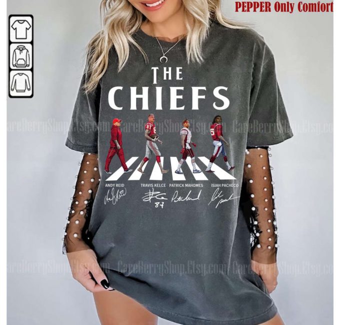 Vintage Chiefs Sweatshirt: Abbey Road Signatures By Reid Kelce Mahomes Pacheco - Kansas City Football 2