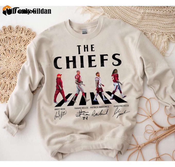 Vintage Chiefs Football Sweatshirt: Reid Kelce Mahomes &Amp;Amp; Pacheco Abbey Road Signatures 1