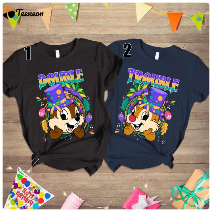 Chip And Dale Mardi Gras 2024 Shirt - Disneyland Fat Tuesday Saints New Orleans 1