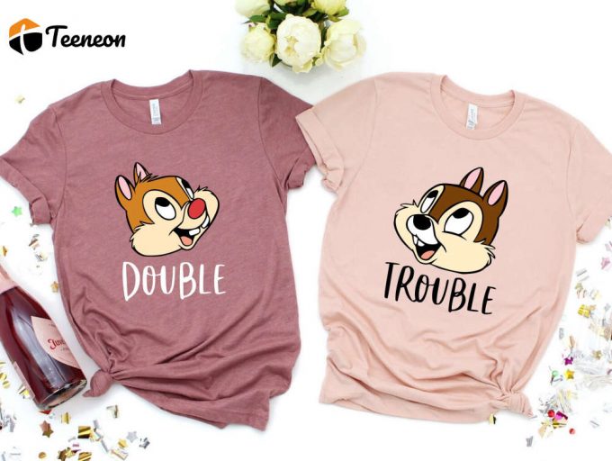 Chip And Dale Double Trouble Shirt: Disney Couple &Amp;Amp; Family Shirts For Valentine S Day &Amp;Amp; Vacation 1