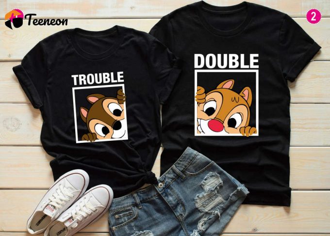 Chip And Dale Double Trouble Shirt: Perfect Disney Couple &Amp;Amp; Family Shirts For Valentine S Day &Amp;Amp; Vacation 1