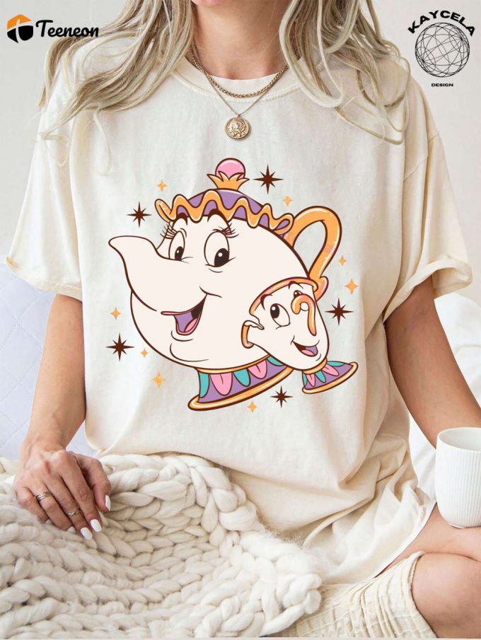 Disney Chip And Mrs Potts Princess Shirt: Beauty And The Beast Tea Pot &Amp;Amp; Cup Design Perfect For Moms! 1