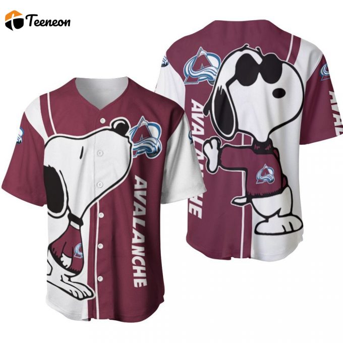 Colorado Avalanche Snoopy Lover Printed Baseball Jersey - Gift For Men Women- Gift For Women Men 1