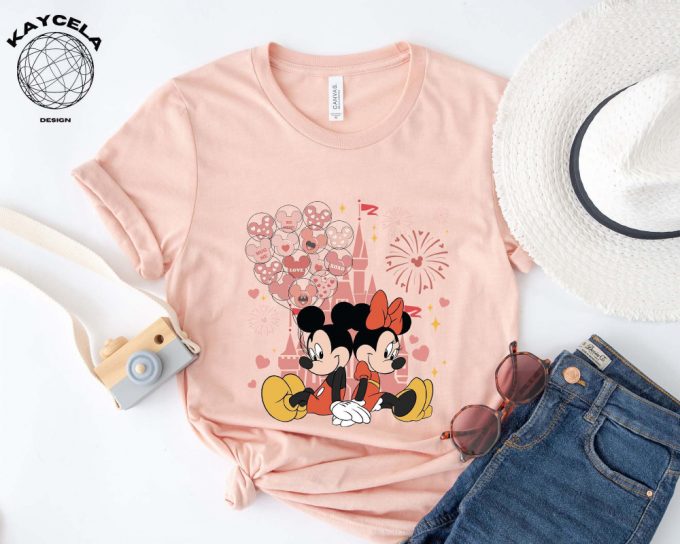 Disneyland Mickey And Minnie Valentine Shirt - Comfy Comfort Colors® Family Tee With Disney Castle For Valentine S Day 2