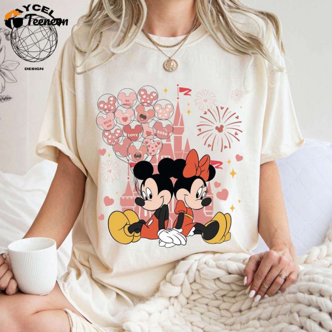 Disneyland Mickey And Minnie Valentine Shirt - Comfy Comfort Colors® Family Tee With Disney Castle For Valentine S Day 1