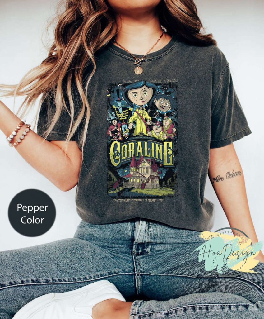 Coraline Movie Vintage Retro Horror T-Shirt Comfort Colors Funny Cartoon Shirt 2023 5