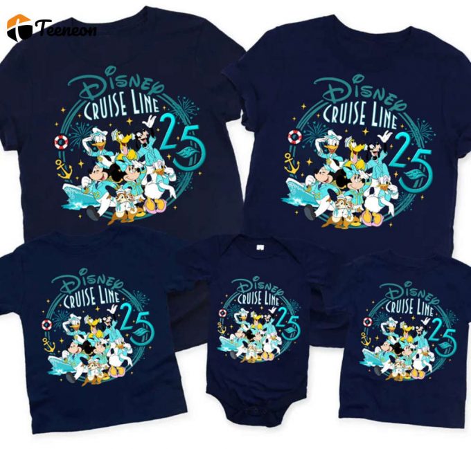 Cruise Line 25Th Anniversary Shirt: Silver At Sea Family Cruise With Mickey &Amp;Amp; Friends - Wonder Wish Dream Fantasy! 1