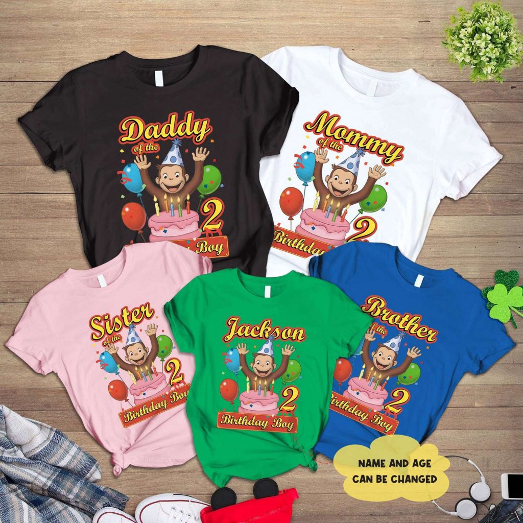 Personalized Curious George Birthday Png: Custom Matching Shirt For Family Celebrations 2