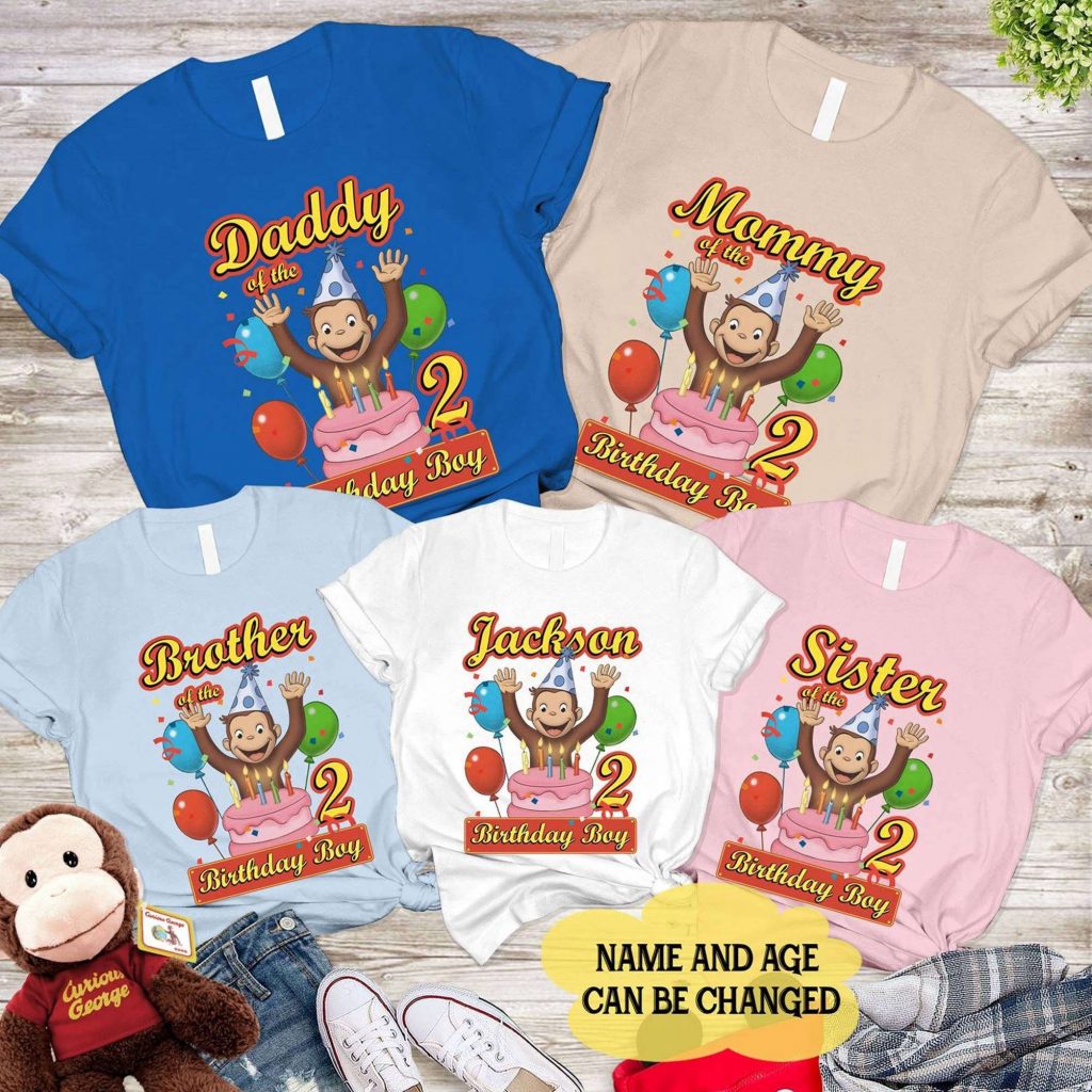 Custom Curious George Birthday Shirt Personalized Matching Tee Fun Family Celebration 2