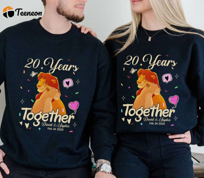 Custom Anniversary Simba And Nala Valentine Shirt - Lion King Couple Matching Hakuna Matata Family Trip 2024 1