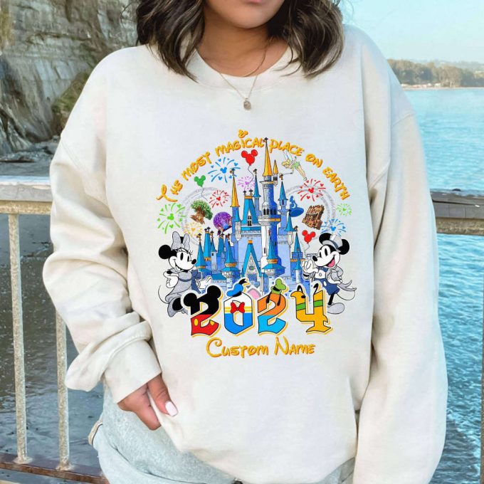 Custom Disneyland 2024 Family Vacation Shirt Personalized Disneyworld Trip Outfit Most Magical Place On Earth Tee 2