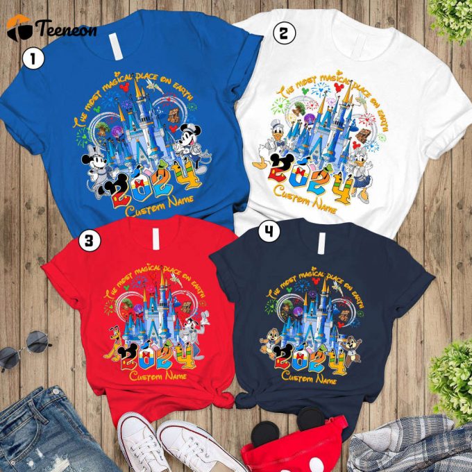 Custom Disneyland 2024 Family Vacation Shirt Personalized Disneyworld Trip Outfit Most Magical Place On Earth Tee 1