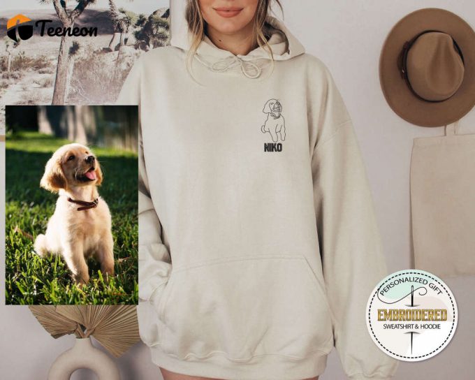 Custom Dog Sweatshirt: Personalized Pet Hoodie With Line Art Embroidery Ideal Custom Gifts For Dog Lovers Dog Person Sweatshirt 1