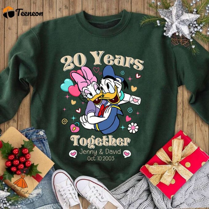 Custom Donald &Amp;Amp; Daisy Duck Anniversary Shirt Valentines Day Couple Sweatshirt Family Vacation 2024 1