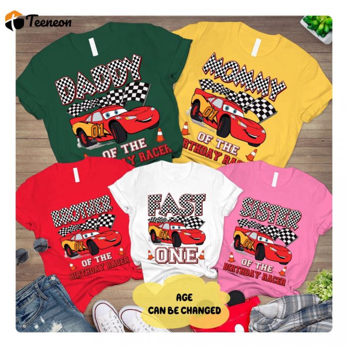 Personalized Lightning Mcqueen Cars Birthday Shirt For Family Celebration &Amp;Amp; Disneyland Party 1