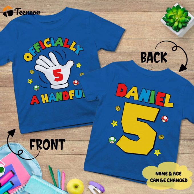 Custom Mario 5Th Birthday Handful T Shirt Official Family Tee Super Mario Party Boys Gift 1