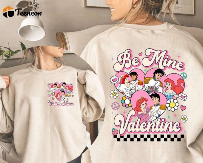 2024 Couples Valentine S Day T-Shirt Custom Prince Eric And Ariel Be Mine Disneyland Vacation Tee 1