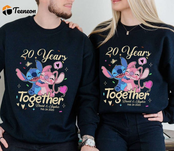 Custom Stitch Angel Anniversary &Amp;Amp; Valentine Couple Shirts – Disneyland Honeymoon Matching 1